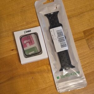 Black Braided Silicone Smart Watch Band 38/40/41mm Solace Protective Case 45mm